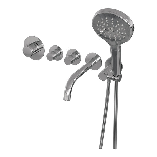 Brauer Chrome Edition inbouw badthermostaat met uitloop - chroom - ronde handdouche