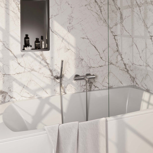 Brauer Brushed Edition badthermostaat met badset - staafhanddouche - geborsteld RVS PVD