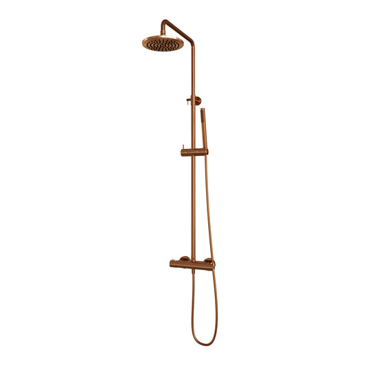 Brauer Copper Edition opbouw regendoucheset met staafhanddouche en hoofddouche 20cm koper geborsteld PVD