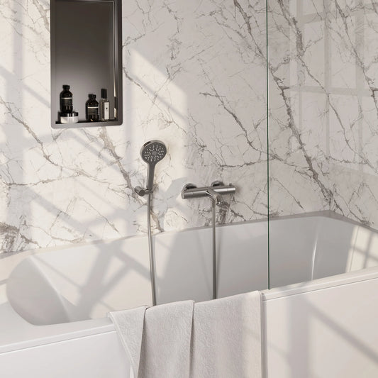 Brauer Brushed Edition badthermostaat met badset - 3 standen handdouche - geborsteld RVS PVD