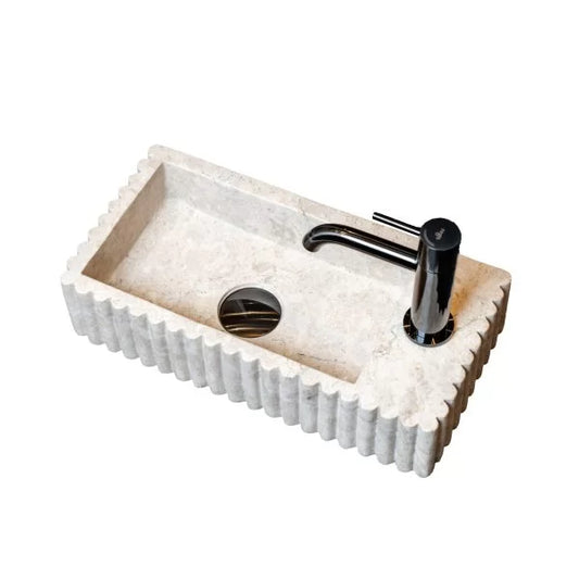 Loutro Fontein Marmer Mat Beige met Zonder Kraangat en Links 40x20x9 cm