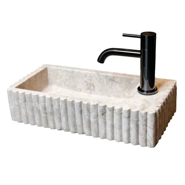 Loutro Fontein Marmer Mat Beige Zonder kraangat Rechts 40x20x9 cm