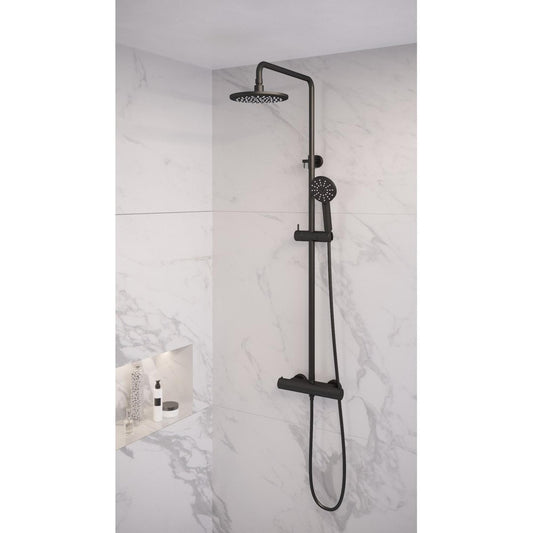 Brauer Black Edition opbouw regendoucheset met 3 standen handdouche en hoofddouche 20cm zwart mat