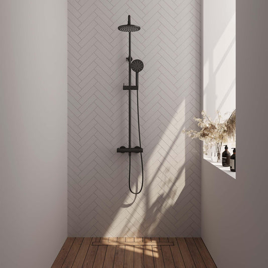 Brauer Black Edition opbouw regendoucheset met 3 standen handdouche en hoofddouche 20cm zwart mat