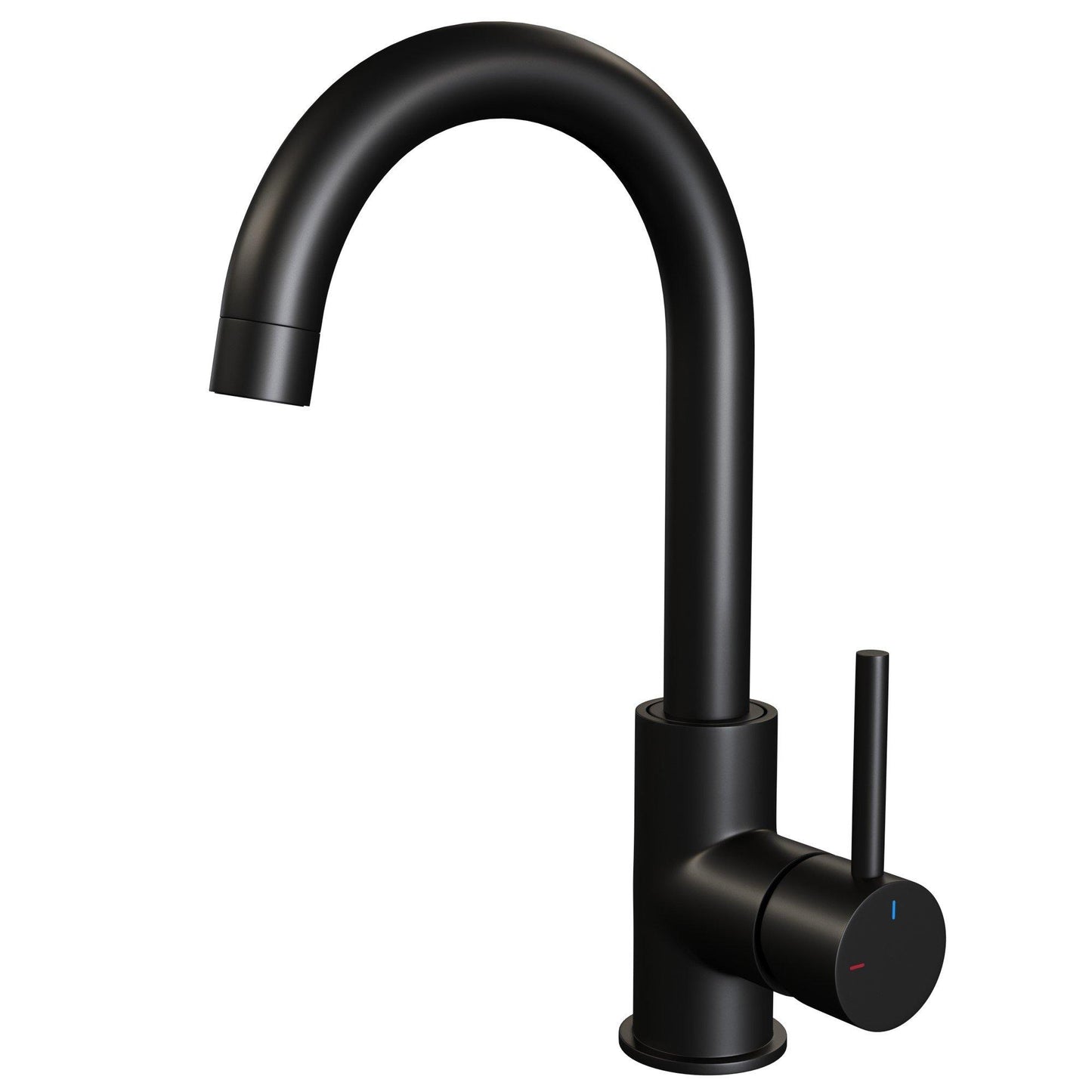 BRAUER Black Edition hoge opbouw wastafelmengkraan met draaibare ronde uitloop model A mat zwart