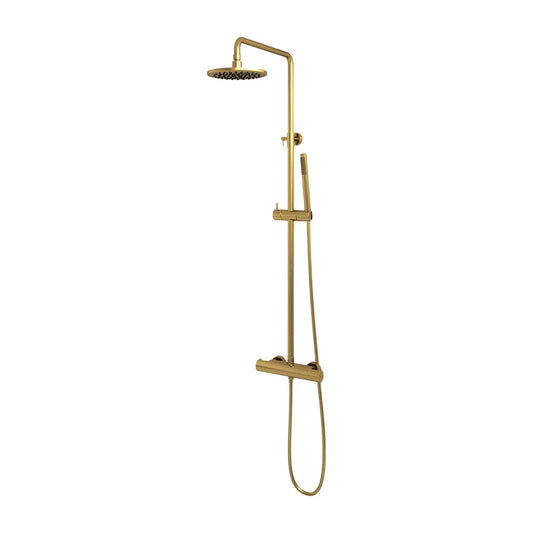 Brauer Gold Edition opbouw regendoucheset met staafhanddouche en hoofddouche 20cm geborsteld messing PVD