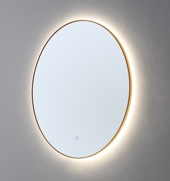 Ronde spiegel Goud Geborsteld met LED verlichting, 3 kleur instelbaar & dimbaar 80x2,5 cm