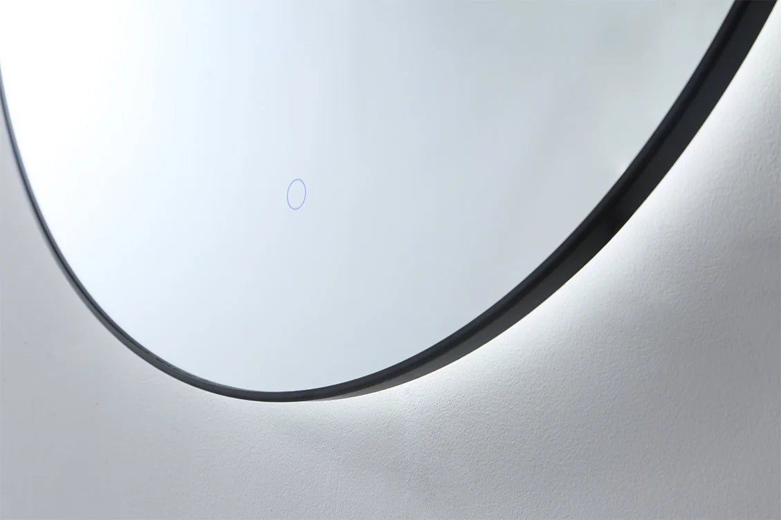 Ronde spiegel Mat Zwart met LED verlichting, 3 kleur instelbaar & dimbaar 80x2,5 cm incl. spiegelverwarming