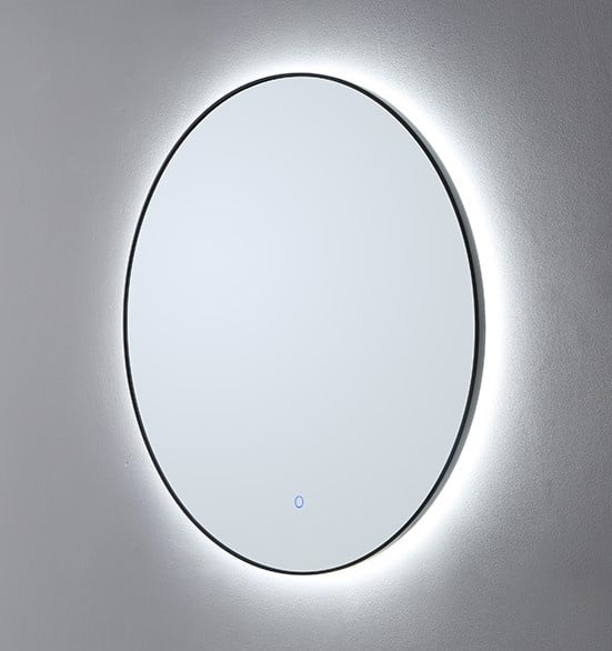 Ronde spiegel Mat Zwart met LED verlichting, 3 kleur instelbaar & dimbaar 80x2,5 cm incl. spiegelverwarming