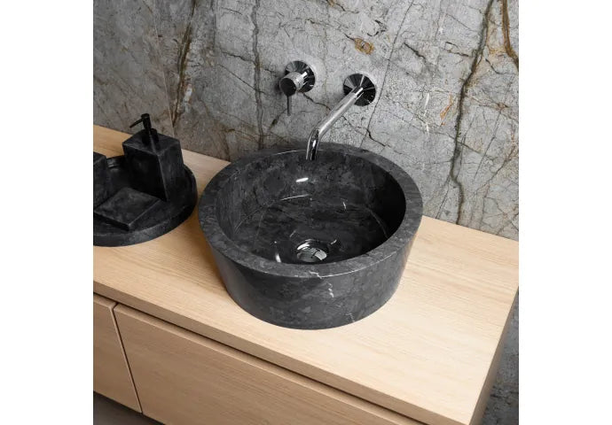 Waskom Loutro Bali B Rond 40x40x15 cm Marmer Black