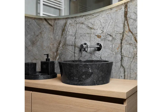 Waskom Loutro Bali B Rond 40x40x15 cm Marmer Black