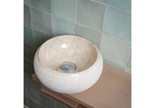 Waskom Loutro Rocky S Rond 25x25x12 cm Marmer Sand