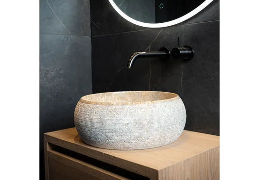 Waskom Loutro Rocky S Rond 40x40x15 cm Marmer Sand