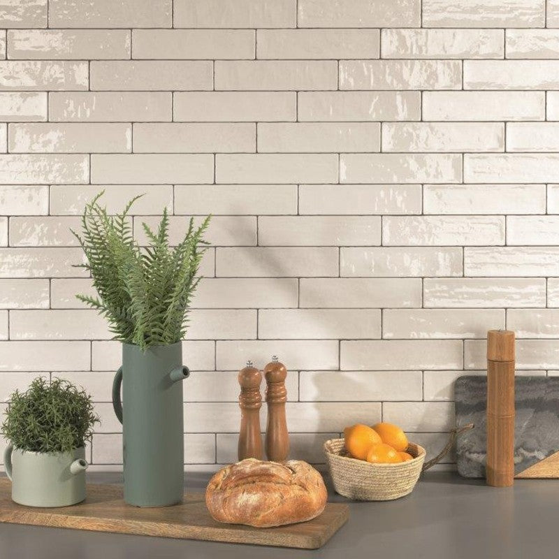 Wandtegel Natucer Zellige White Glans 6.2×25 cm (doosinhoud 0.5 m2)3