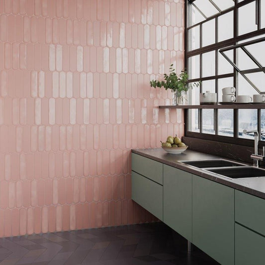 Wandtegel Wow GRACE Blush Oval Gloss 7.5×30 cm (doosinhoud 0.444 m2)2