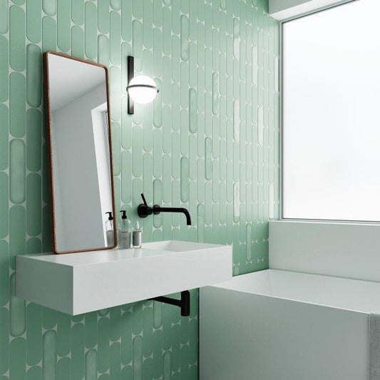 Wandtegel Wow GRACE Sage Oval Gloss 7.5×30 cm (doosinhoud 0.444 m2)2