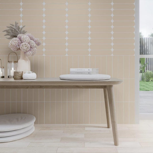 Wandtegel Wow GRACE Sand Oval Mat 7.5×30 cm (doosinhoud 0.488 m2)2