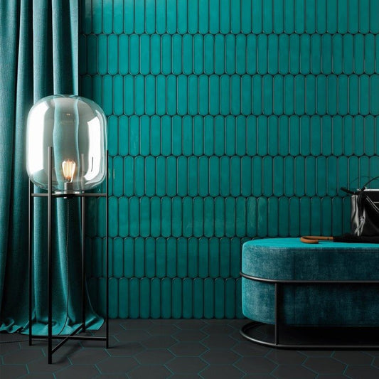 Wandtegel Wow GRACE Teal Oval Gloss 7.5×30 cm (doosinhoud 0.444 m2)2