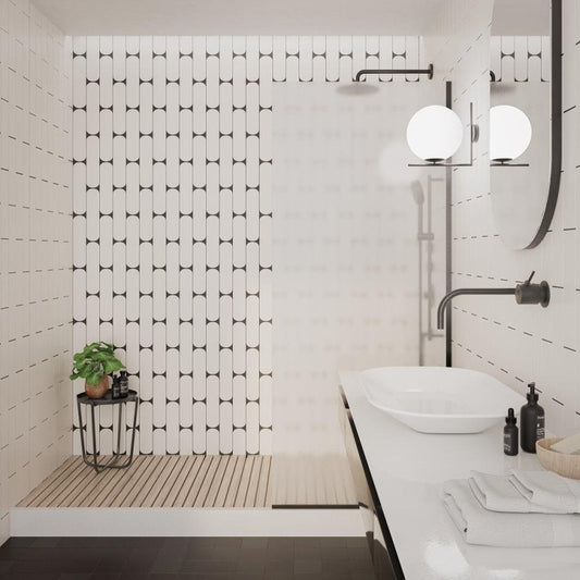 Wandtegel Wow GRACE White Oval Mat 7.5×30 cm (doosinhoud 0.488 m2)2