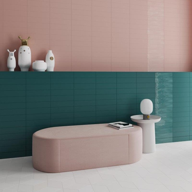 Wandtegel Wow GRACE Teal Gloss 7.5×30 cm (doosinhoud 0.444 m2)2