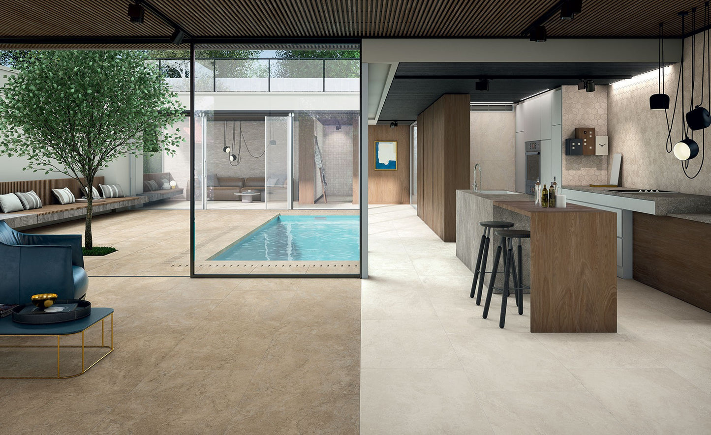 Vloertegel Novabell THERMAE Caramel 100×100 cm (doosinhoud 2.00 m2)3