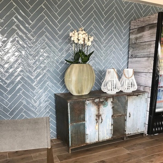 Wandtegel Sottocer HARMONY Sky Blauw 7.5×30 cm (doosinhoud 0.5 m2)2