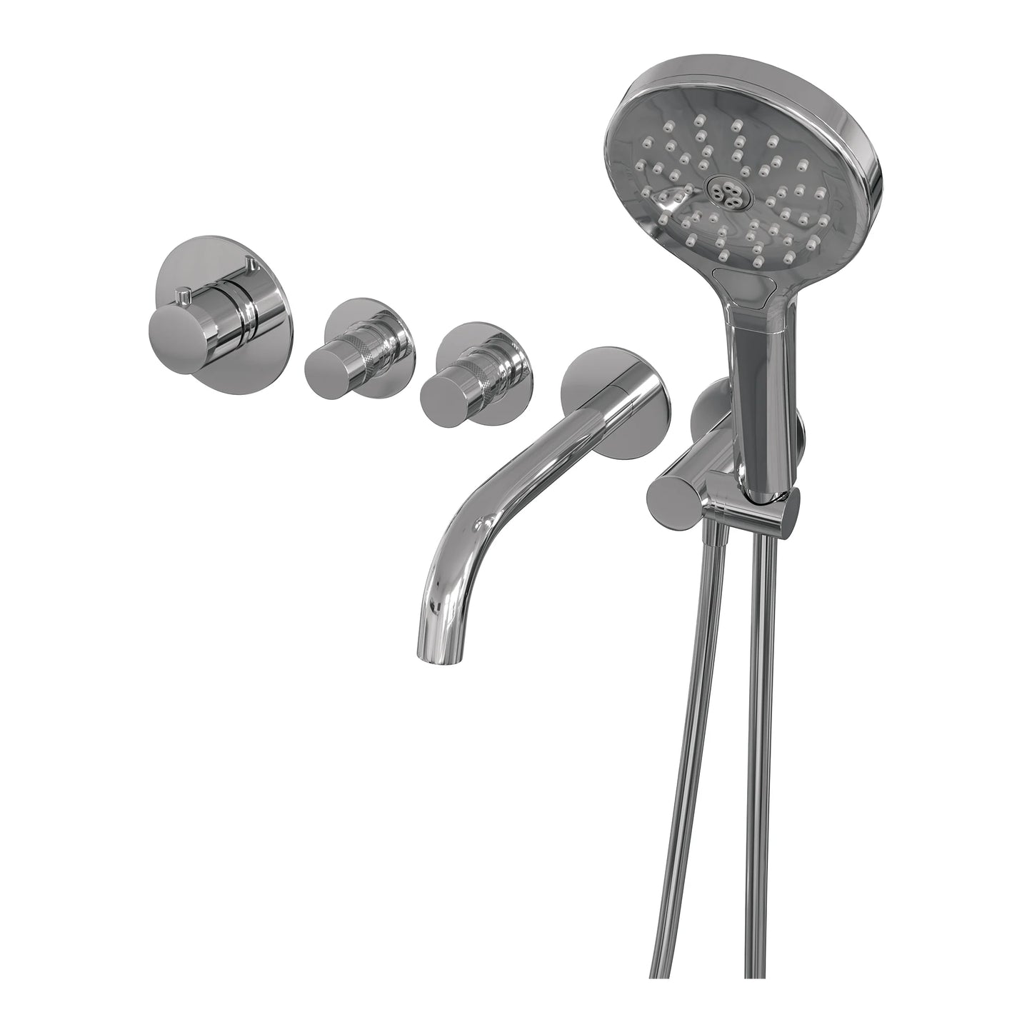 Brauer Chrome Edition inbouw badthermostaat met uitloop - chroom - ronde handdouche