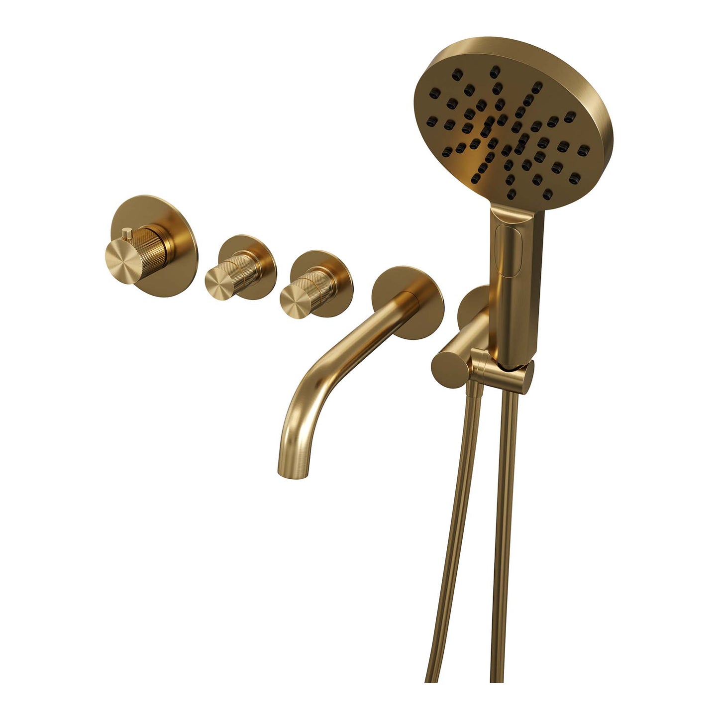 Brauer Gold Edition inbouw badthermostaat met uitloop - 3-standen handdouche - geborsteld goud PVD