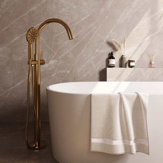 Badkraan Vrijstaand Brauer Gold Edition met Handdouche 3-Standen Geborsteld Goud