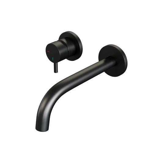 BRAUER Black Edition inbouw wastafelmengkraan met gebogen uitloop en rozetten model E2 mat zwart