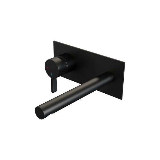 BRAUER Black Edition inbouw wastafelmengkraan met rechte uitloop en afdekplaat model E2 mat zwart