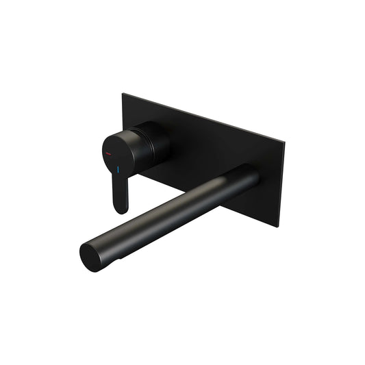 BRAUER Black Edition inbouw wastafelmengkraan met rechte uitloop en afdekplaat model D2 mat zwart