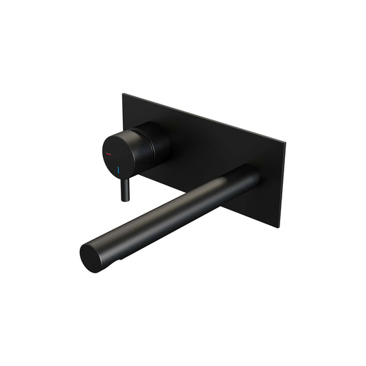 BRAUER Black Edition inbouw wastafelmengkraan met rechte uitloop en afdekplaat model B2 mat zwart