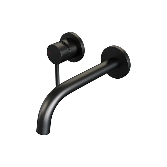 BRAUER Black Edition inbouw wastafelmengkraan met gebogen uitloop en rozetten model A2 mat zwart