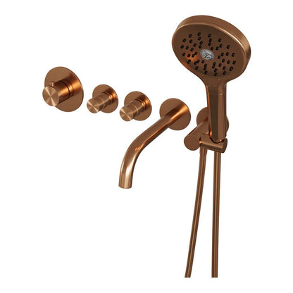 Brauer Copper Edition inbouw badthermostaat met uitloop - 3-standen handdouche - geborsteld koper PVD