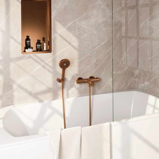 Brauer Copper Edition badthermostaat met badset - 3 standen handdouche - geborsteld koper PVD
