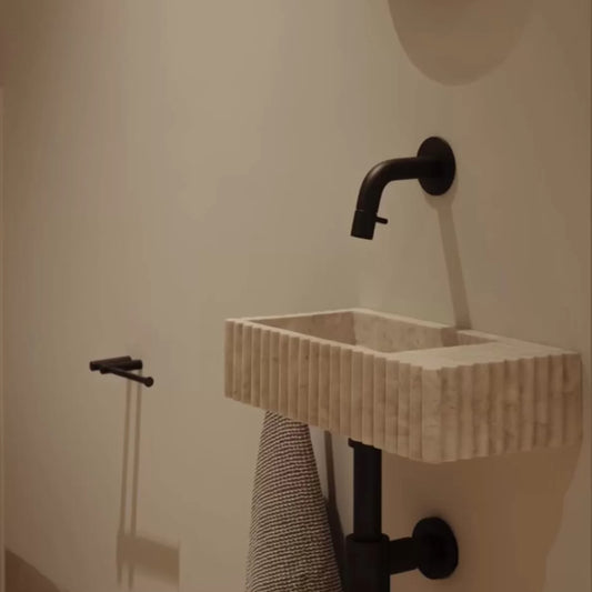 Loutro Fontein Marmer Mat Beige met Zonder Kraangat en Links 40x20x9 cm