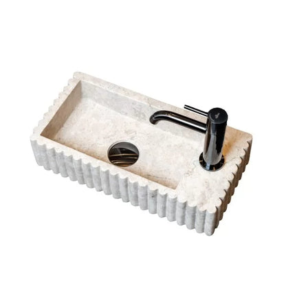 Loutro Fontein Marmer Mat Beige met Zonder Kraangat en Links 40x20x9 cm