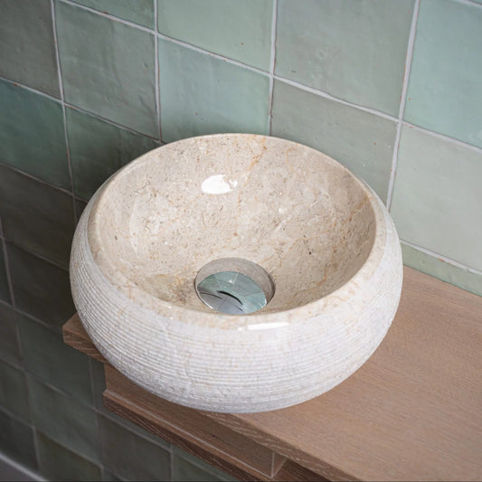 Waskom Loutro Rocky S Rond 25x25x12 cm Marmer Sand