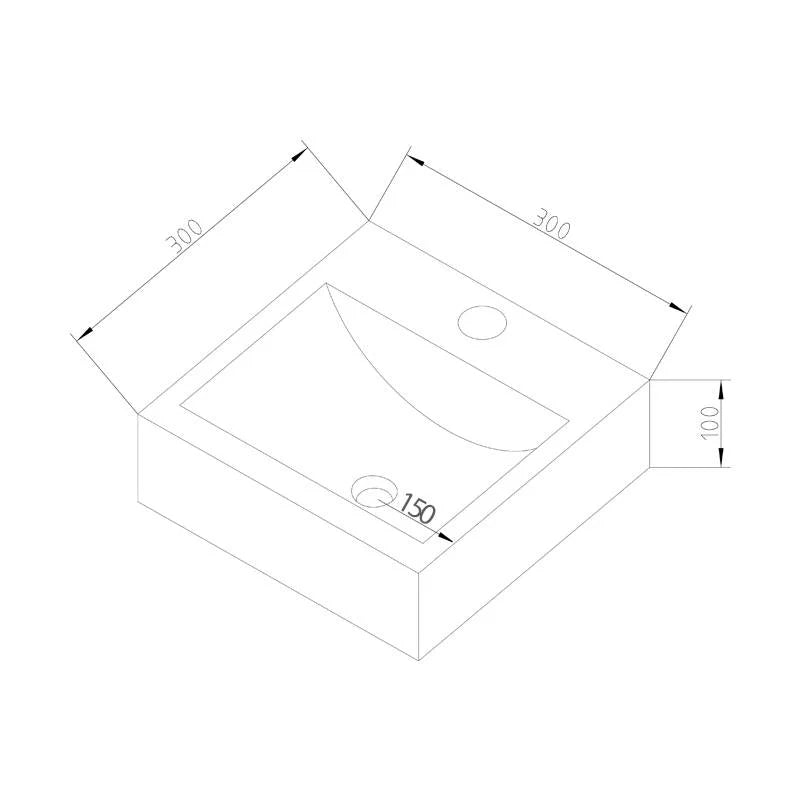 Fonteinset Sanilux Square Hardsteen met kraan, waste & sifon 30x30x10cm