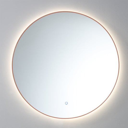 Spiegel Rond  Brons met LED verlichting, 3 kleur instelbaar & dimbaar   80x3,5  cm incl. spiegelverwarming