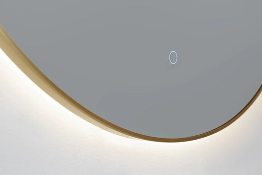 Ronde spiegel Goud Geborsteld met LED verlichting, 3 kleur instelbaar & dimbaar 100x2,5  cm incl. spiegelverwarming