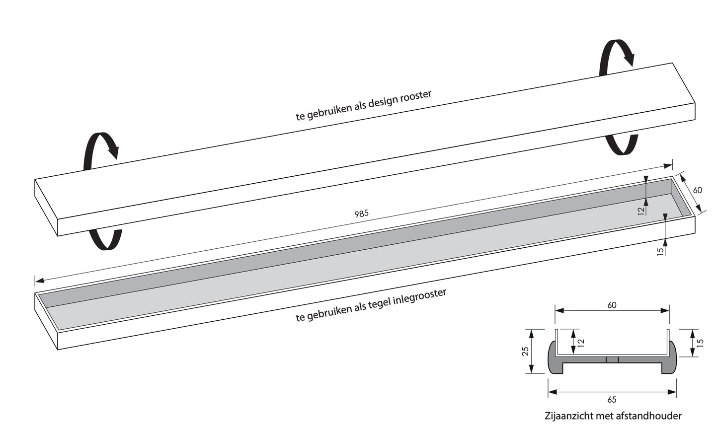 BRAUER Douchegoot met multifunctioneel rooster en flens 7 x 100 RVS geborsteld