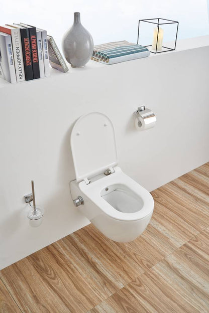 Wandcloset easy flush rimfree standaard met Bidet 36x55x25 cm met slim flatline softclose zitting