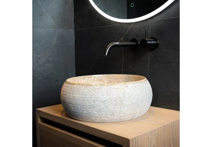 Waskom Loutro Rocky S Rond 40x40x15 cm Marmer Sand
