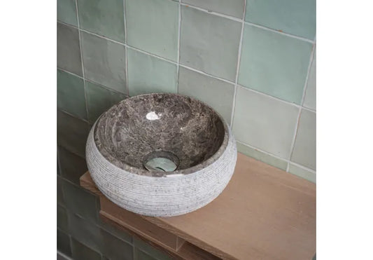 Waskom Loutro Rocky Mini T Rond 20x20x12 cm Marmer Taupe