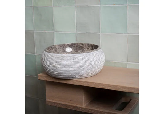 Waskom Loutro Rocky Mini T Rond 20x20x12 cm Marmer Taupe